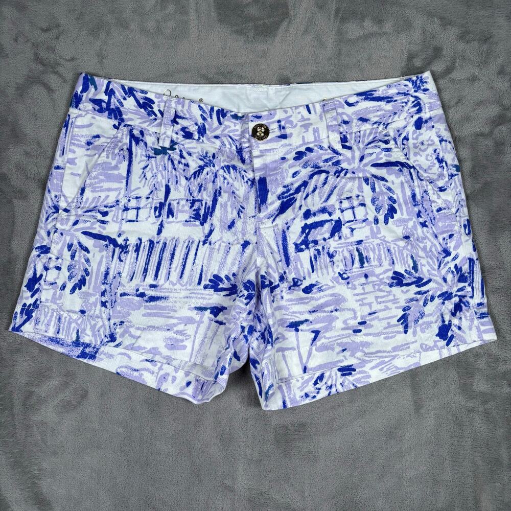 Lilly Pulitzer Callahan Tropical Print Shorts Women’s Size 4 Blue Purple 5”